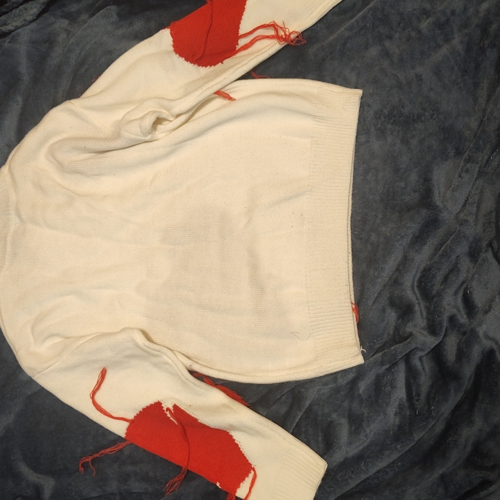 SHEIN Cream and Red Women's Sweater